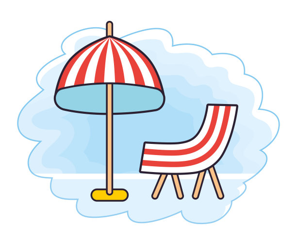 沙滩伞和躺椅图片下载