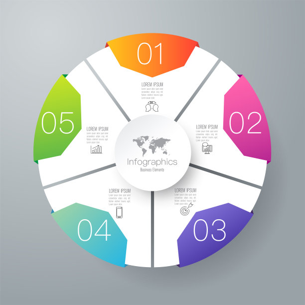 包含5个选项的商务图标信息图表设计矢量素材图片下载