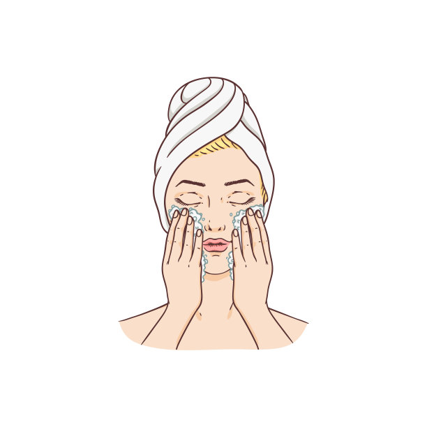 Vector年轻女子卸妆图片下载