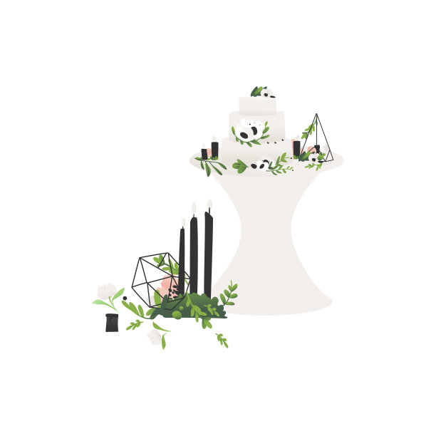 矢量婚礼仪式平面符号图标设置图片下载