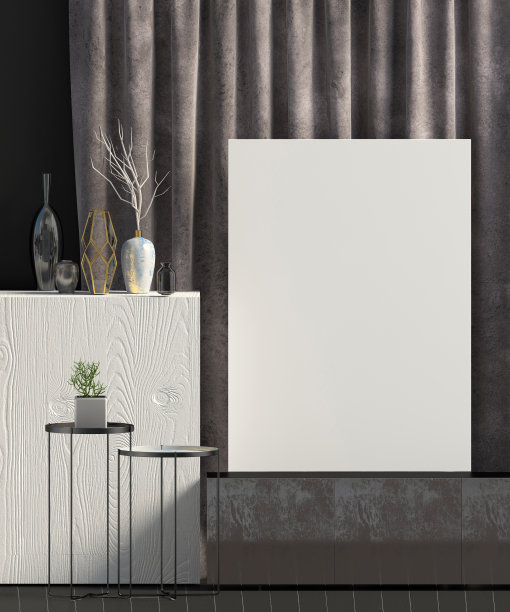 当代风格的室内设计。模拟了海报。3 d演示。图片下载