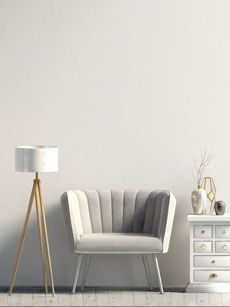 带有沙发的现代室内装潢。墙模型。3 d演示。图片下载