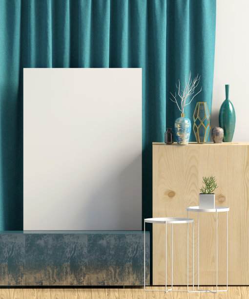 当代风格的室内设计。模拟了海报。3 d演示。图片下载