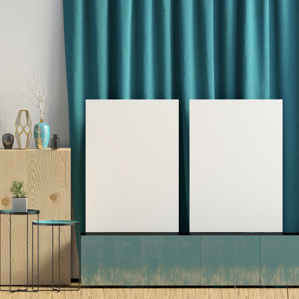 当代风格的室内设计。模拟了海报。3 d演示。图片下载