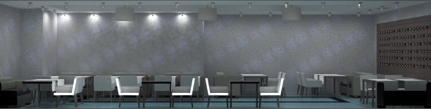 餐厅，室内可视化，3D插图图片下载