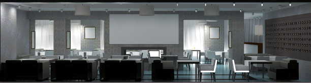 餐厅，室内可视化，3D插图图片下载