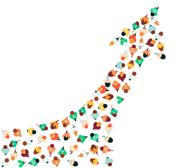 一群人聚集在箭上。图片下载