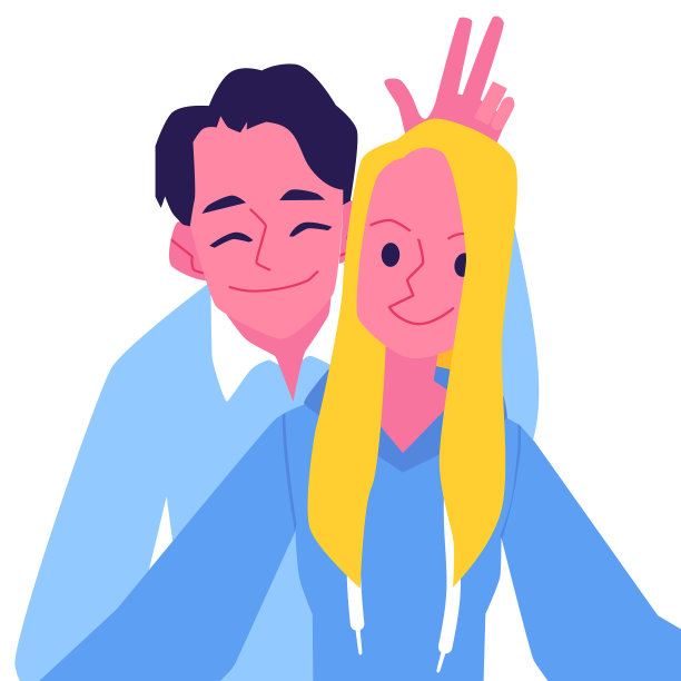 向量平幸福夫妇制作自画像图片下载
