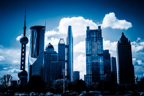 剪影的外滩天际线上海图片下载