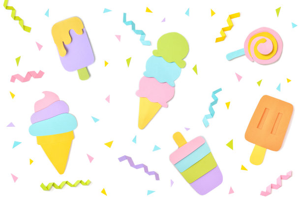 白色背景上的冰淇淋剪纸图片下载