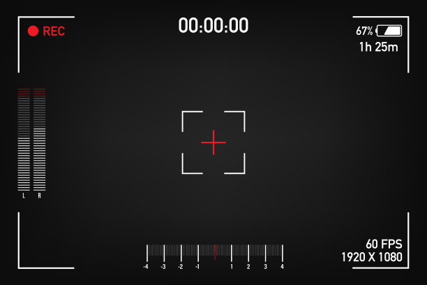 摄像机视图查看图像。屏幕视觉聚焦。录像屏幕上的透明背景。矢量插图。图片下载