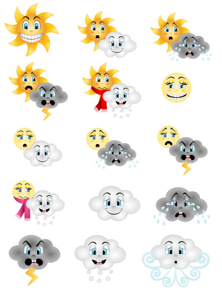 有趣的卡通天气图标图片下载
