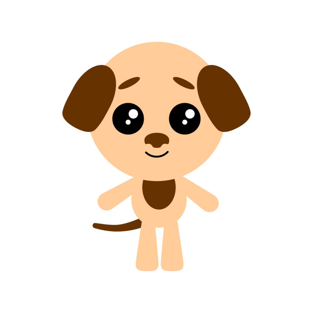 可爱的向量的狗。狗微笑。白色背景。平面设计。向量。图片下载