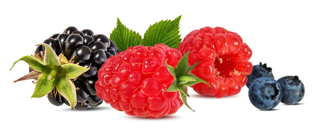 浆果拼贴孤立在白色背景与剪切路径图片下载