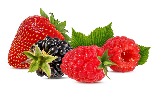 浆果拼贴孤立在白色背景与剪切路径图片下载