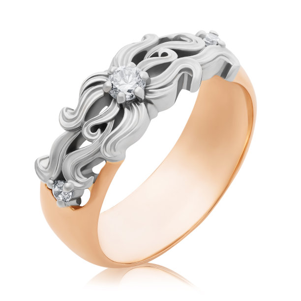 戒指上镶着白色和金黄色的钻石，孤立无间。这张照片是用堆叠法拍摄的图片下载