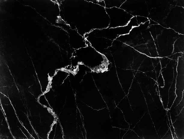 黑色背景自然大理石与白色线条图案抽象纹理背景图片下载