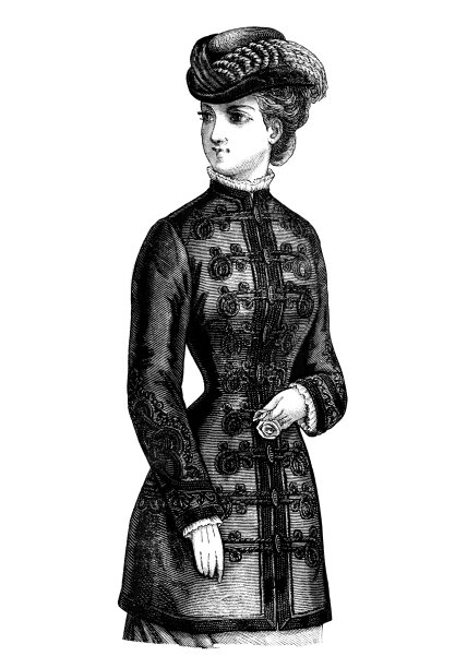 维多利亚妇女古董法国插图图片下载