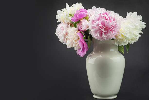 黑底牡丹豪华花瓶图片下载