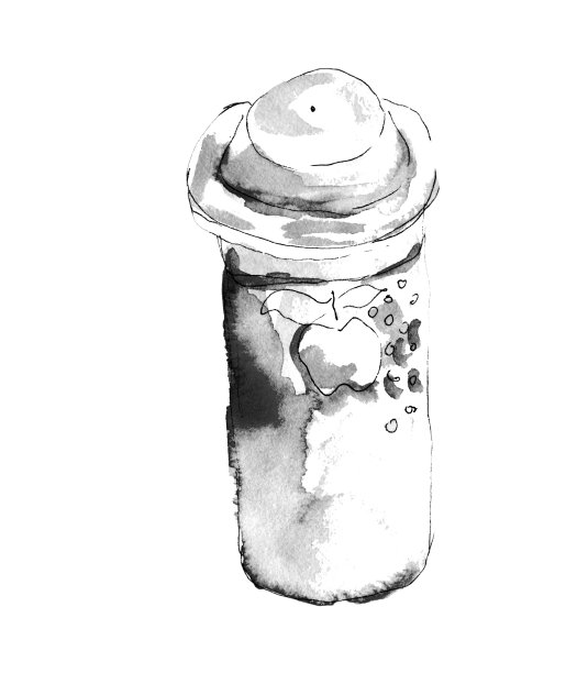 咖啡店里的黑白素描复古盐瓶。水彩插图黑白复古图片下载