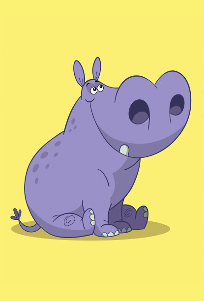 现代卡通紫色河马图片下载