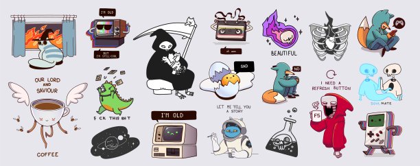 矢量收集各种贴纸或徽章图片下载