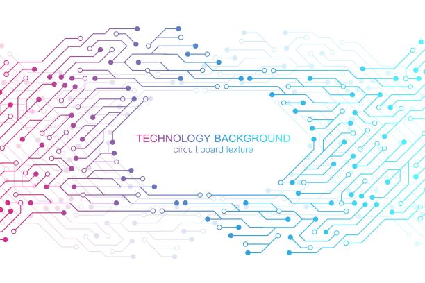 计算机主板矢量背景带电路板电子元件。电子纹理为计算机技术，工程概念。电脑主板生成的抽象插图图片下载