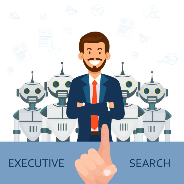 穿着西装的人在后台机器人。猎头图片下载