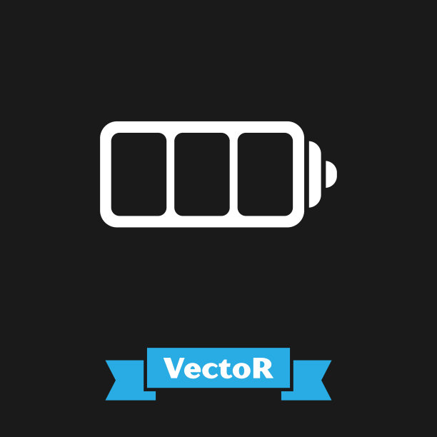 白色电池电量指示图标隔离在黑色背景上。矢量图图片下载