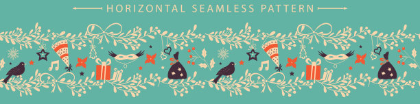 圣诞矢量横无缝边框图片下载