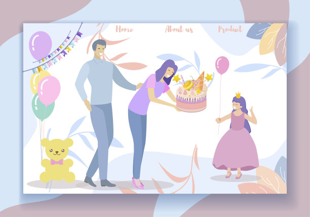 生日聚会快乐，父母给女儿礼物蛋糕图片下载