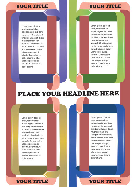 彩色丝带折叠矢量布局设计图片下载