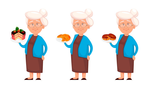 奶奶，一组三个姿势图片下载