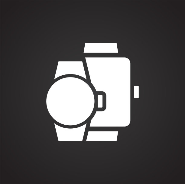 智能手表相关图标的背景为图形和网页设计。简单的说明。网站按钮或手机应用的互联网概念符号。图片下载