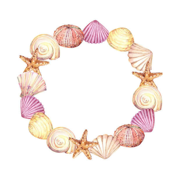 手绘水彩圈海框。图片下载