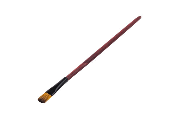 一个新的干净的油漆刷与棕色木制把手和合成毛发孤立在白色背景图片下载