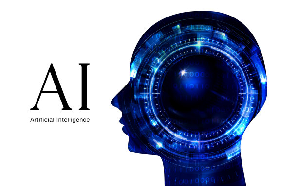 蓝色智能人工母机。插图背景人脸图像。图片下载