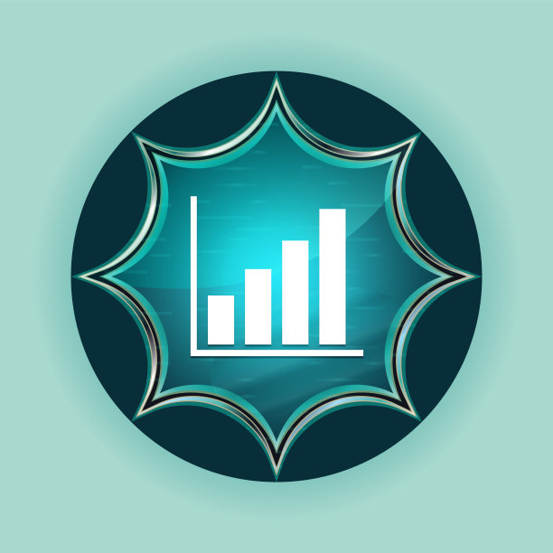 统计图标神奇的玻璃太阳爆发蓝色按钮天空蓝色背景图片下载