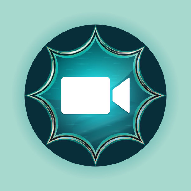 摄像机图标神奇的玻璃阳光爆发蓝色按钮天空蓝色背景图片下载