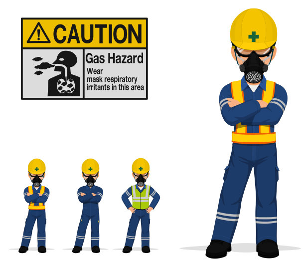 一名在透明背景下佩戴呼吸器的孤立产业工人图片下载