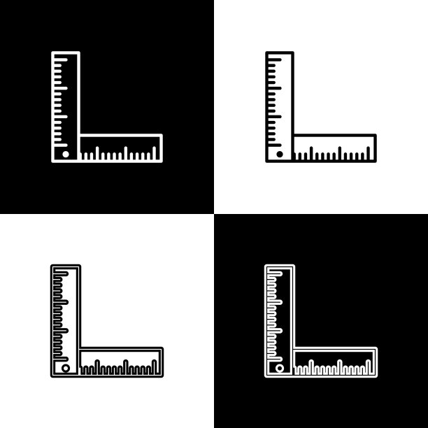 设置折叠尺图标孤立的黑白背景。矢量图图片下载