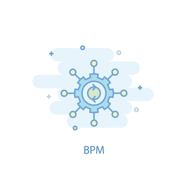 BPM线条概念。简单的线条图标，彩色插图。图片下载