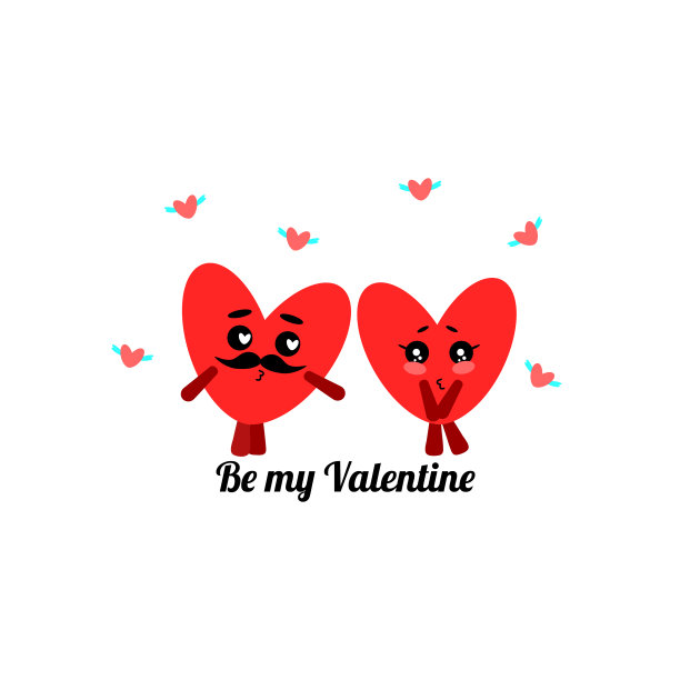 两颗扁平可爱的心和文字做我的情人。图片下载