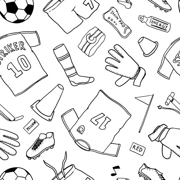 足球足球无缝图案涂鸦。矢量图的背景。图片下载