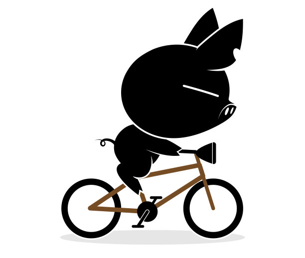 猪标志插图在白色的背景。图片下载