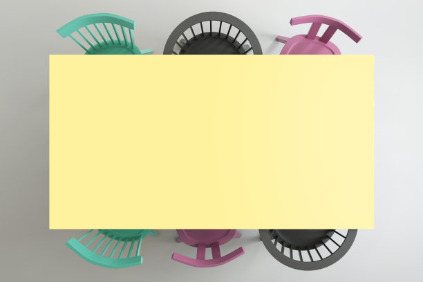 俯视图，一个干净的空白桌面与椅子周围图片下载