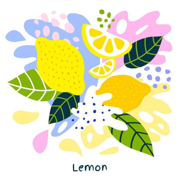 新鲜柠檬，热带，异国情调的柑橘类水果，果汁喷溅，有机食品，多汁，喷溅柠檬在抽象的背景图片下载