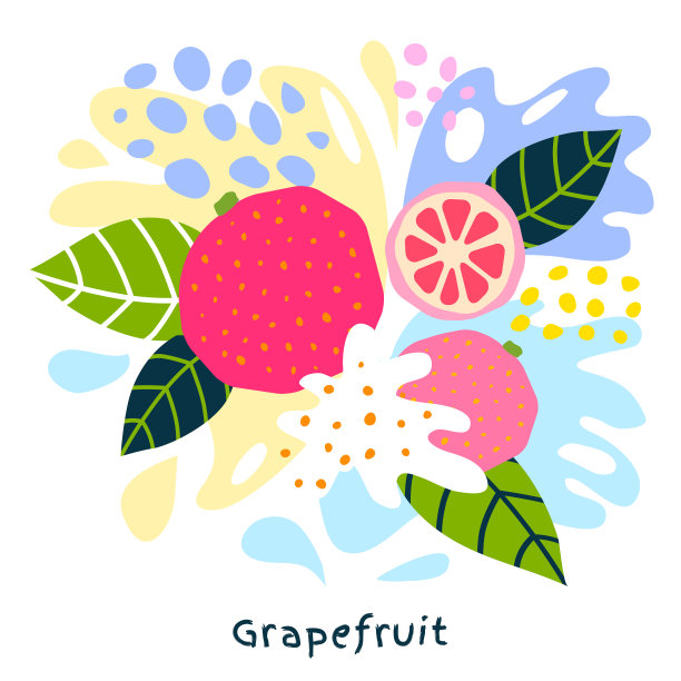 新鲜葡萄柚，热带奇异的柑橘类水果汁喷溅，有机食品多汁喷溅葡萄柚上的抽象背景图片下载