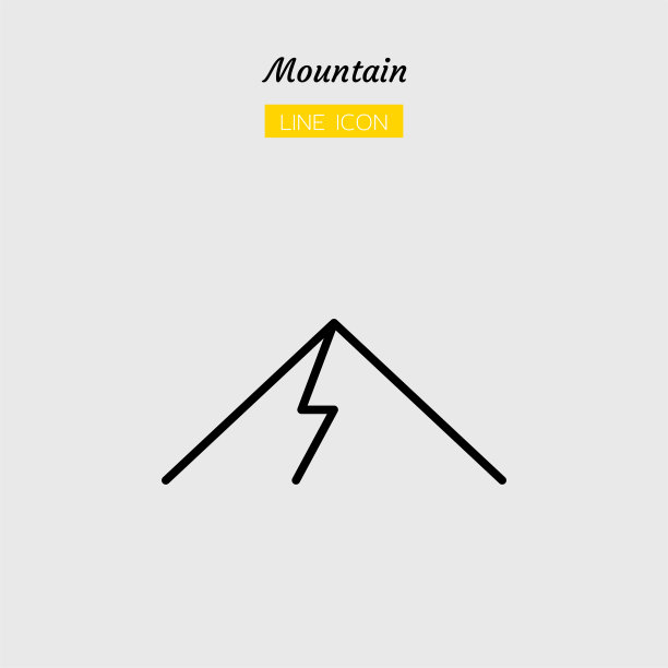 线条图标符号，雪山山顶，自然，孤立平面轮廓矢量设计图片下载