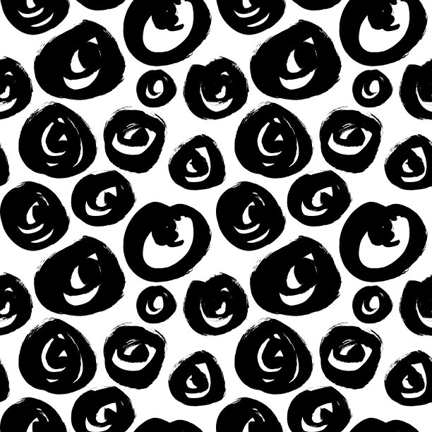 无缝图案的波尔卡点。圆点花纹。黑色墨水的模式。黑色,白色。图形、现代。孤立。图片下载